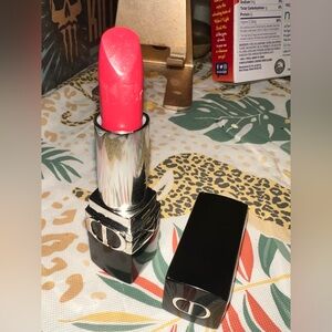 Dior Coral Lipstick with Black and Silver Case #644